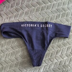 Victoria's Secret Navy Blue Seamless Thong with Logo Waistband